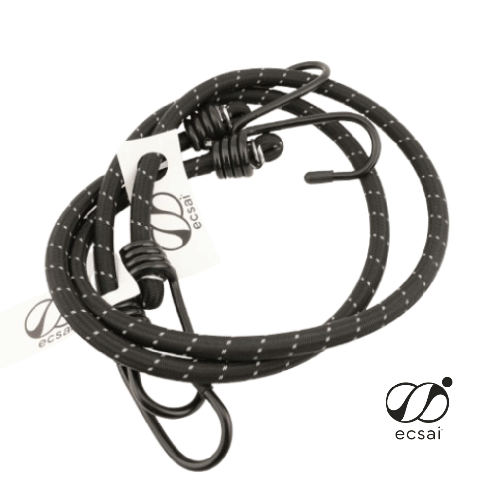 สายรัดยางยืดคุณภาพดี&nbsp;พร้อมตะขอเหล็ก&nbsp;ECSAI ขนาด 100 ซม. สี ดำ-รีเฟลกซ์ (แพค&nbsp;2&nbsp;ชิ้น)